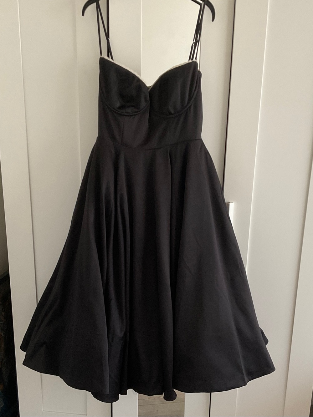 House of CB Black Sweetheart Midi Dress with Adjustable Straps